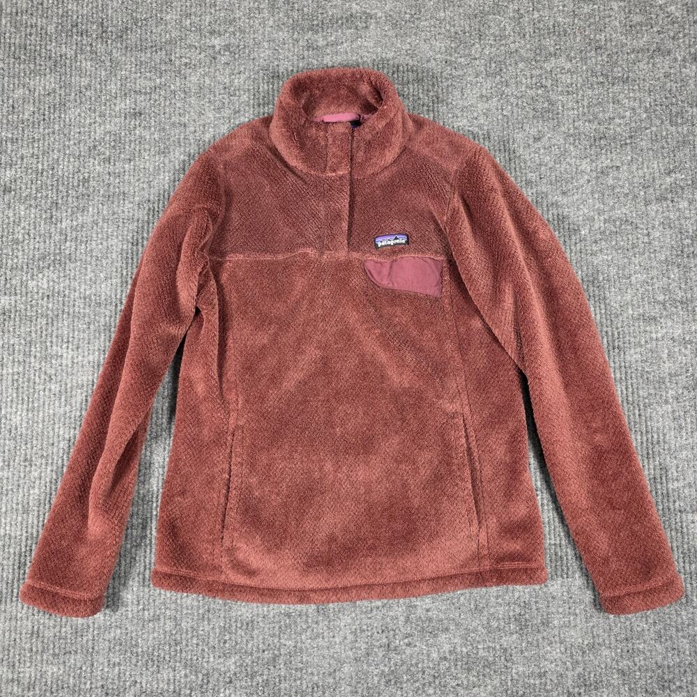 Patagonia Synchilla Snap T Pullover‎ Womens Medium Brown Fleece Sweater Logo